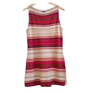 Lauren Ralph Lauren Women's Linen Blend Striped Tunic Top Sz M Casual Work Wear